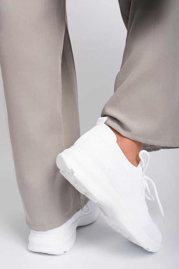 Ziva Knit Sock Lace-up Lightweight Trainers - White