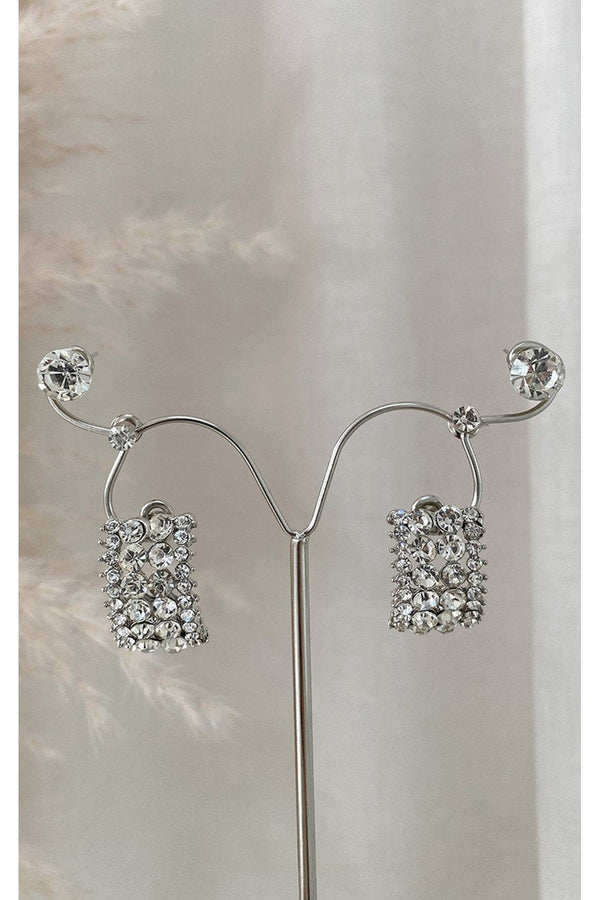 Zoya Embellished Earrings - Silver